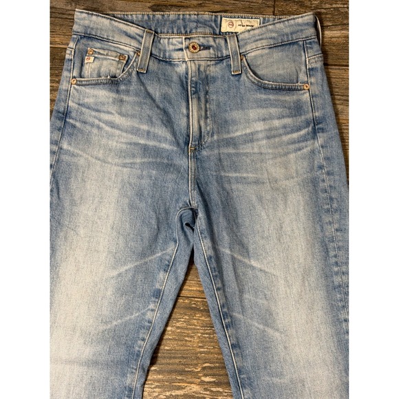 AG Adriano Goldschmied Farrah Boot High Rise Light Wash Fray Hem Jeans 28R Flare - Picture 3 of 12
